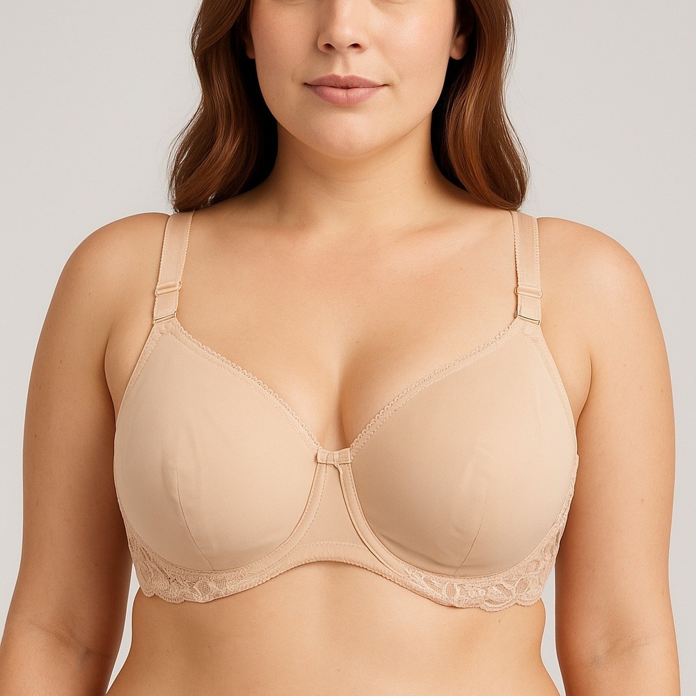 Olga‎ by Warner's 42C Underwire Bra Lace Sheer Nude Full Coverage 35063 Support